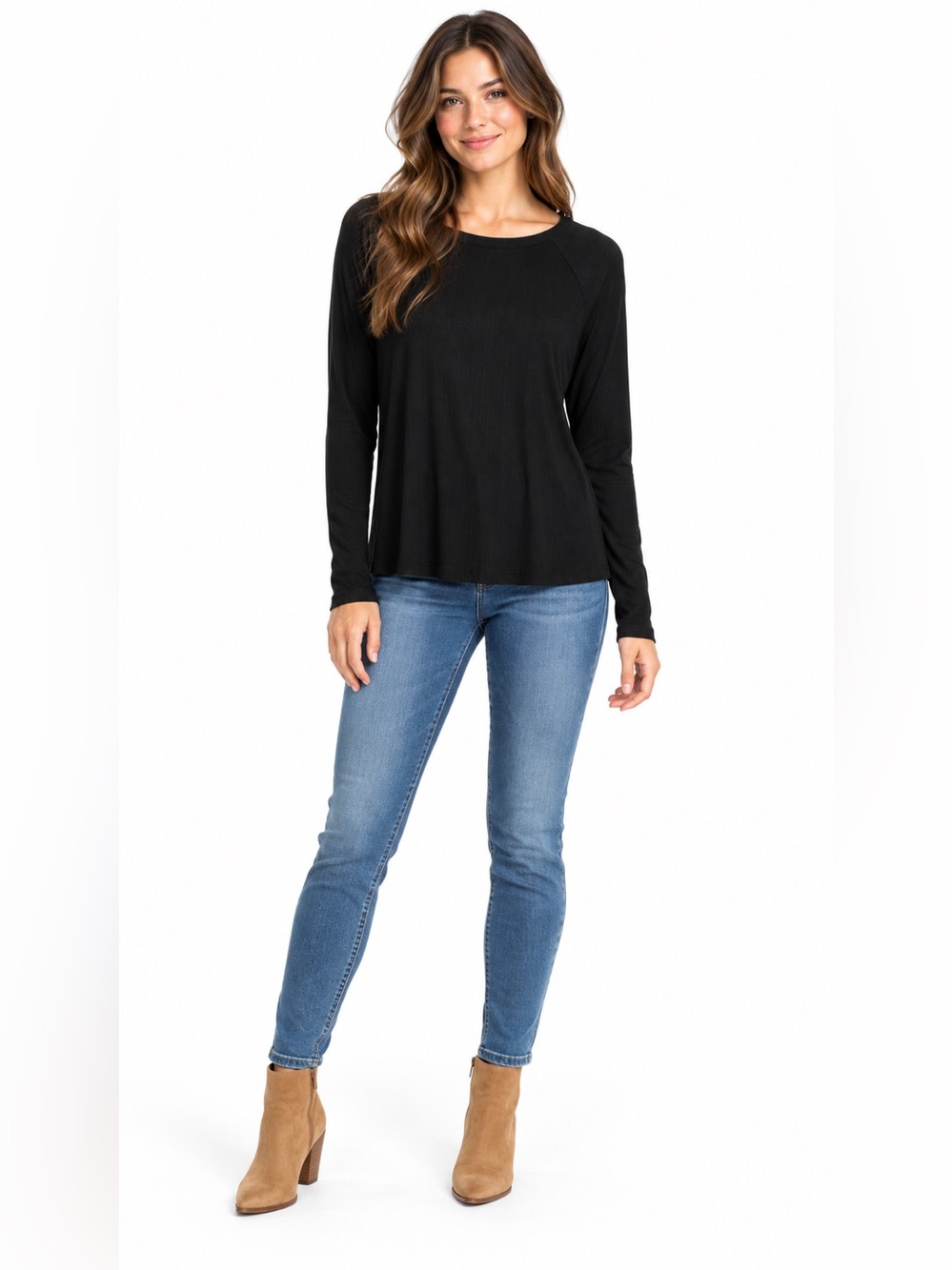 aerie Black Long-Sleeve Crew Tee